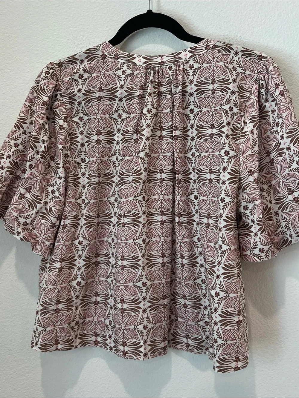 Evereve women’s block print Chloe v-neck swing blouse top large summer vacation - Picture 5 of 8